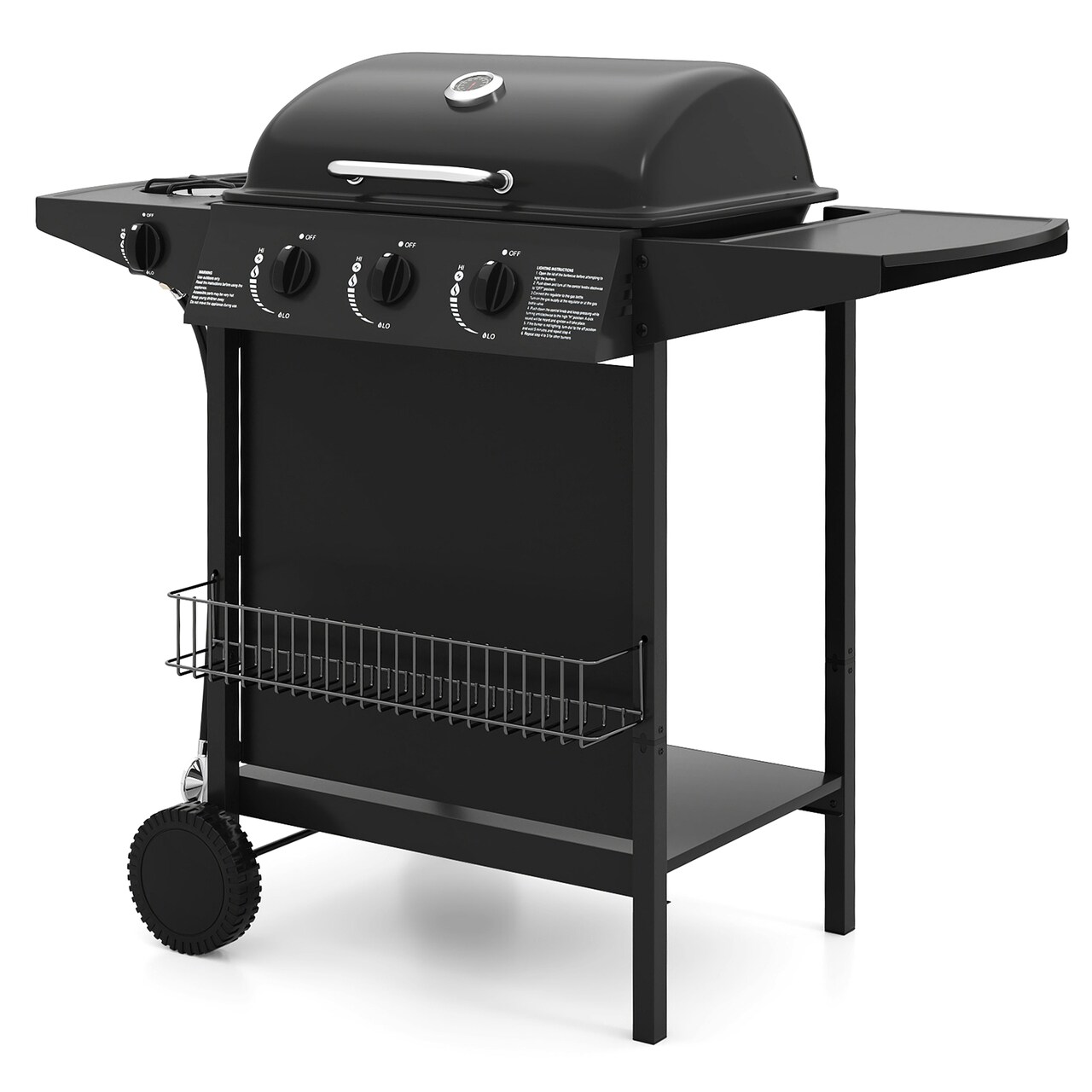 Outdoor Propane Gas Grill 39000 BTU with 3 Burners and Storage